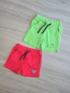 Mayoral Red; "RELAX" Neon Green Drawstring Shorts, Size 2y